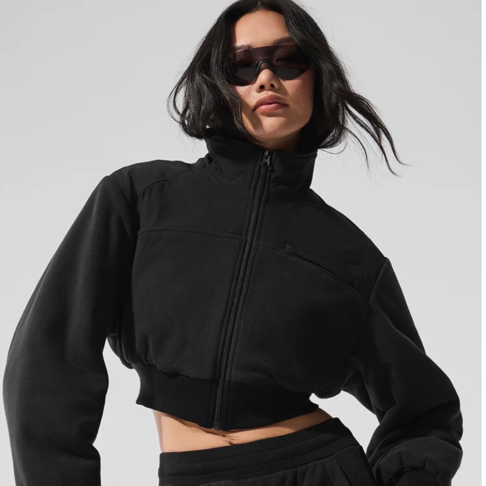 ALO Polar Fleece Cropped Wintry Mix Jacket SZ Med